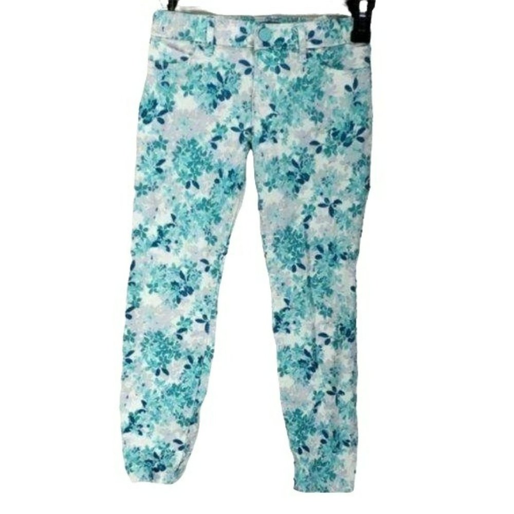 Children’s Place Girl's Blue White Floral Pants Legging Size 6/7